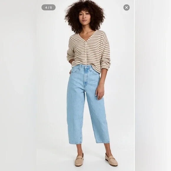 EDWIN DANI WIDE LEG HIGH RISE CROP JEANS Women's‎ Size 31 ESCAPE LIGHT WASH - Picture 1 of 9